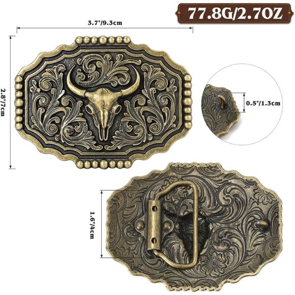 Women's Gold Alloy Rodeo Cowgirl Western Party Replacement Imported Belt Buckle - Picture 3 of 6